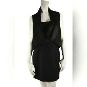 ALEXANDER WANG Black Wool Silk Satin Mesh Bustier  Fitted Dress 8US Small